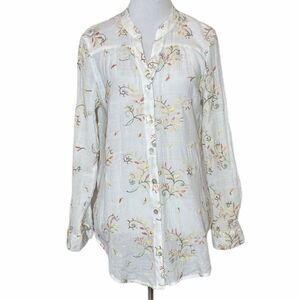 fig and flower XL White Gold Yellow Green Orange Embroidered Long Sleeve Top